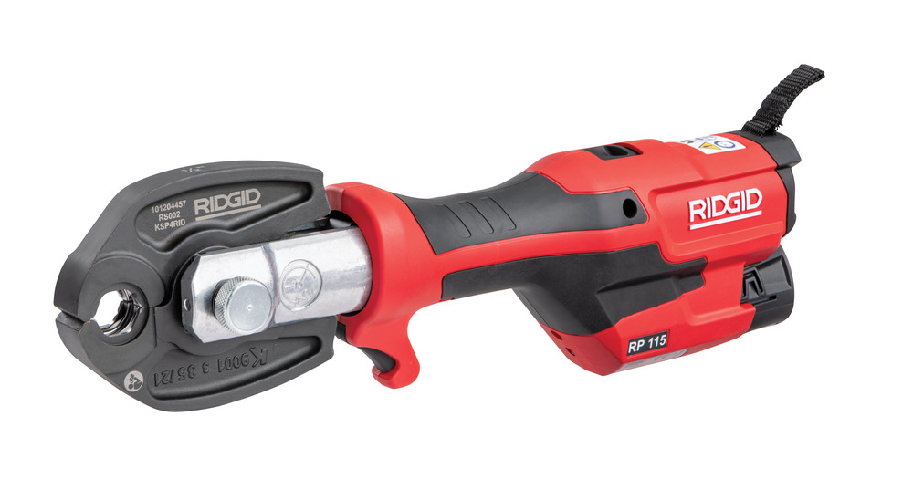 Ridgid RP 115 Micro Press Tool Kit with M15 18 22 Jaws 12V Battery 230V Fast Charger