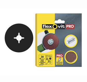 Flexovit Aluminium Oxide Fibre Discs 115 mm - 10 x 36g Coarse