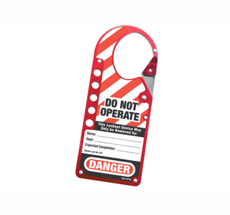 MasterLock Lockout/ Tagout Labeled Snap-on Hasp - With Warning La
