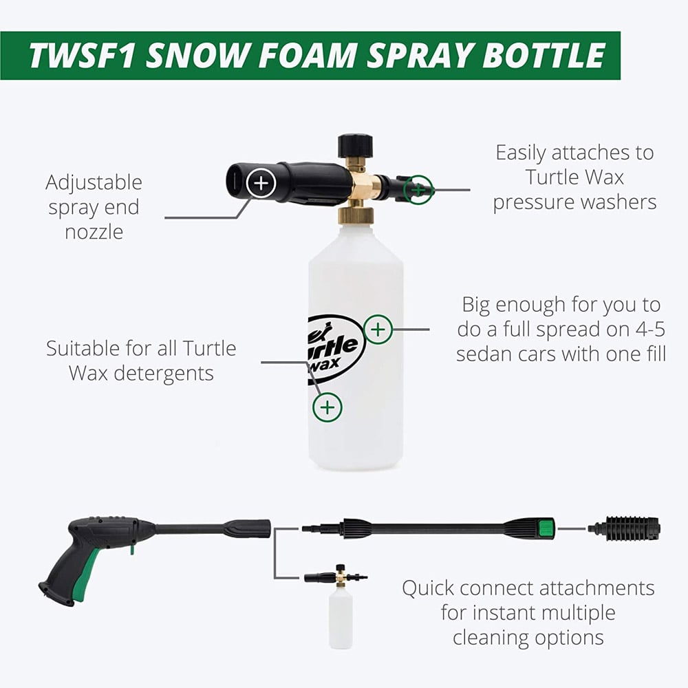 Turtle Wax Pressure Washer Snow Foam Gun Canon Bottle With Brass Fitting 5060001412504 eBay
